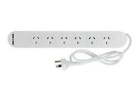 Pudney 6 Way Surge Protector with 2 USB Ports