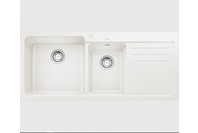 Blanco Left Hand Double Bowl Inset Sink With Drainer - White