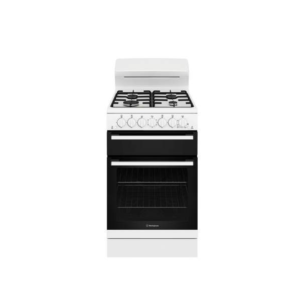 Wlg510wcng   westinghouse 54cm white gas freestanding cooker with 4 burner gas cooktop %281%29