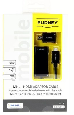 P1171   pudney mhl 2.0 hdtv hdmi adaptor cable black