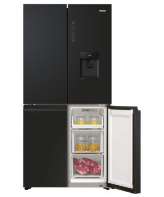 Hrf580yhc   haier quad door fridge freezer 508l with non plumbed water dispenser black %285%29