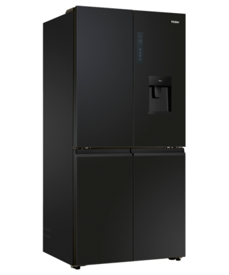 Hrf580ypc   haier quad door fridge freezer 508l with plumbed ice   water dispenser black %282%29