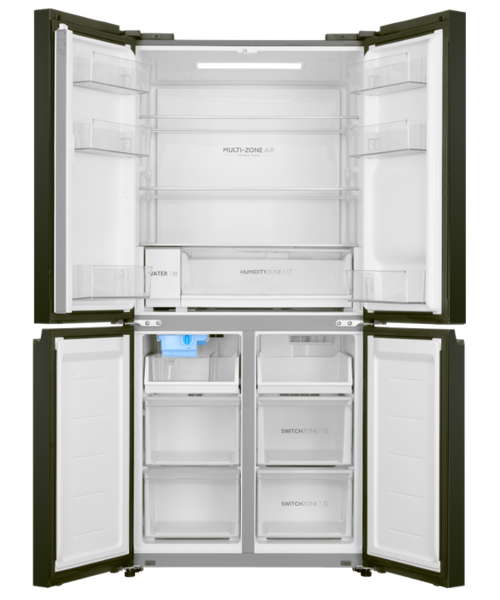 Hrf580ypc   haier quad door fridge freezer 508l with plumbed ice   water dispenser black %283%29