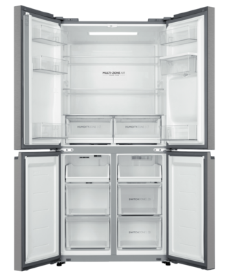 Hrf580yps   haier quad door fridge freezer 508l with plumbed ice   water dispenser satina %284%29
