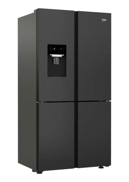 Bfr569ddx   beko 569l quad door fridge freezer with ice   water dark stainless %282%29
