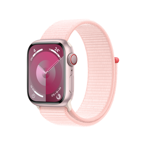 Apple watch series 9 lte 41mm pink aluminium light pink sport loop pdp image position 1  anz