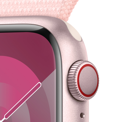 Apple watch series 9 lte 41mm pink aluminium light pink sport loop pdp image position 3  anz