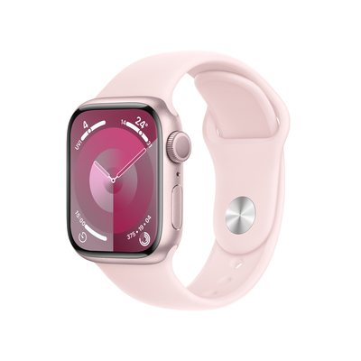 Apple watch series 9 gps 41mm pink aluminium light pink sport band pdp image position 1  anz