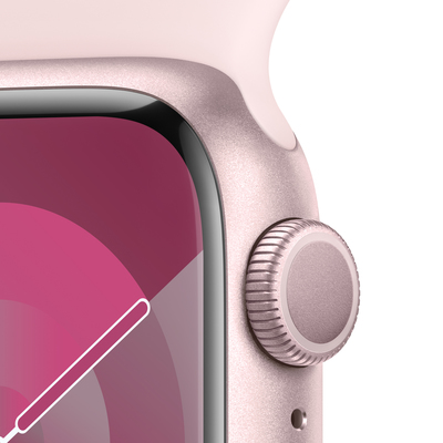 Apple watch series 9 gps 41mm pink aluminium light pink sport band pdp image position 3  anz