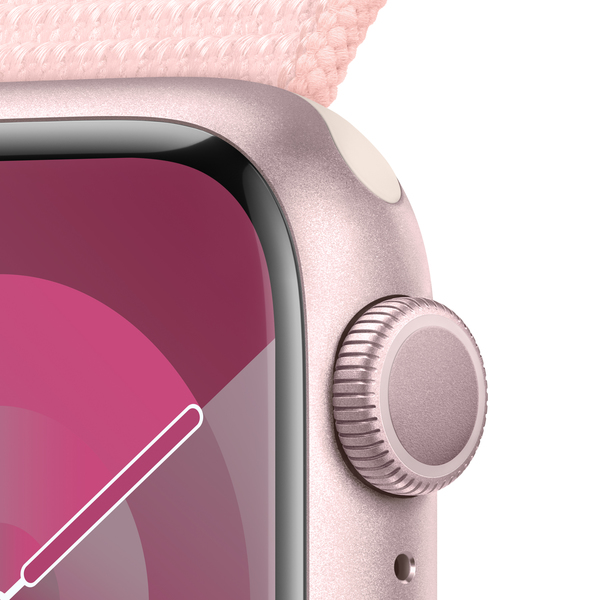 Apple watch series 9 gps 41mm pink aluminium light pink sport loop pdp image position 3  anz