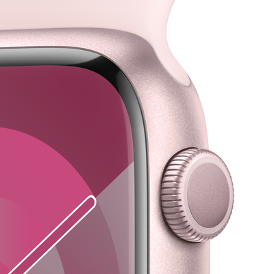 Apple watch series 9 gps 45mm pink aluminium light pink sport band pdp image position 3  anz