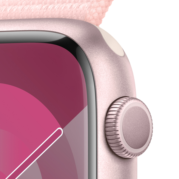 Apple watch series 9 gps 45mm pink aluminium light pink sport loop pdp image position 3  anz
