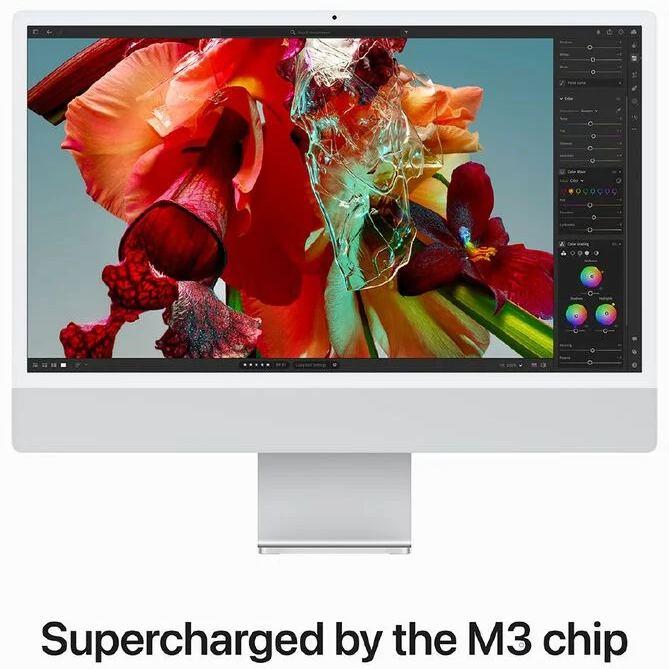 Mqrj3x a   apple 24 imac with retina 4.5k display m3 chip with 8%e2%80%91core cpu and 10%e2%80%91core gpu 256gb ssd silver %283%29