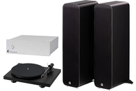 Q Acoustics M40 Tower Design Speakers & Pro-Ject Debut Carbon & Pro Phonobox Silver