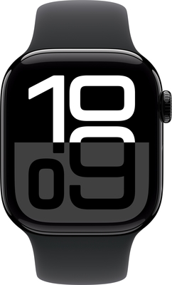 Apple watch series 10 cellular 42mm jet black aluminium black sport band pure front screen  usen