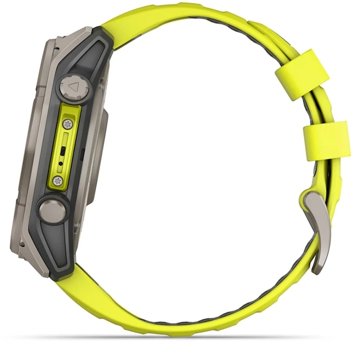 010 02907 22   garmin fenix 8 51 mm  solar  sapphire  titanium with amp yellow graphite silicone band %286%29