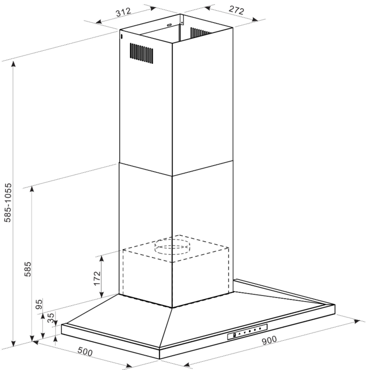 Cs9 900mb award 90cm matt black low profile canopy hood %281%29