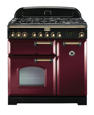 Rs17922 classic deluxe 90 dual fuel in cranberry with brass trim
