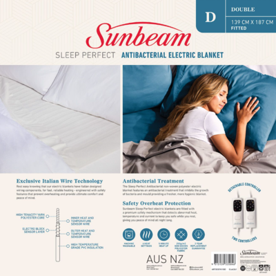 Bla6341 sunbeam sleep perfect antibacterial electric blanket double %282%29